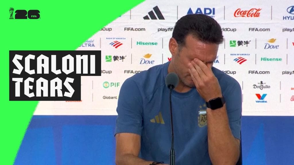 Argentina boss Scaloni leaves press conference in tears